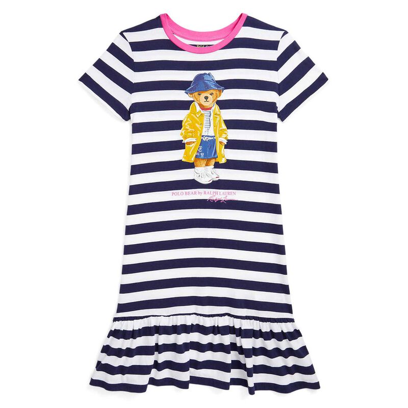 Ralph Lauren Striped Polo Bear Cotton Jersey Dress image number 0